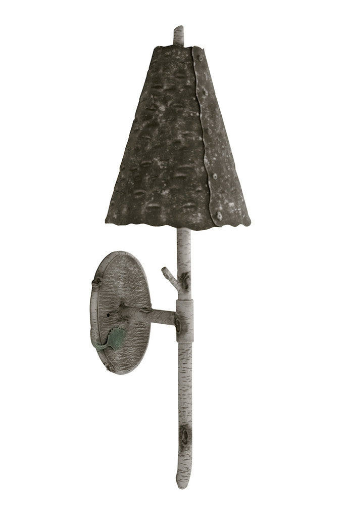 Stone County Ironworks Whisper Creek 10" Hand Rubbed Pewter Iron Wall Sconce With Pewter Iron Accent and Shade