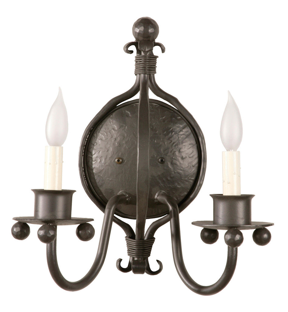 Stone County Ironworks Williamsburg 15" Burnished Gold Iron Wall Sconce With Copper Iron Accent