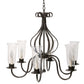 Stone County Ironworks Williamsburg Carriage 30" 6 Arm Hand Rubbed Bronze Iron Chandelier With Pewter Iron Accent and Amber Drip Cover