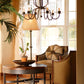 Stone County Ironworks Williamsburg Carriage 30" 6 Arm Hand Rubbed Ivory Iron Chandelier With Copper Iron Accent and Amber Drip Cover