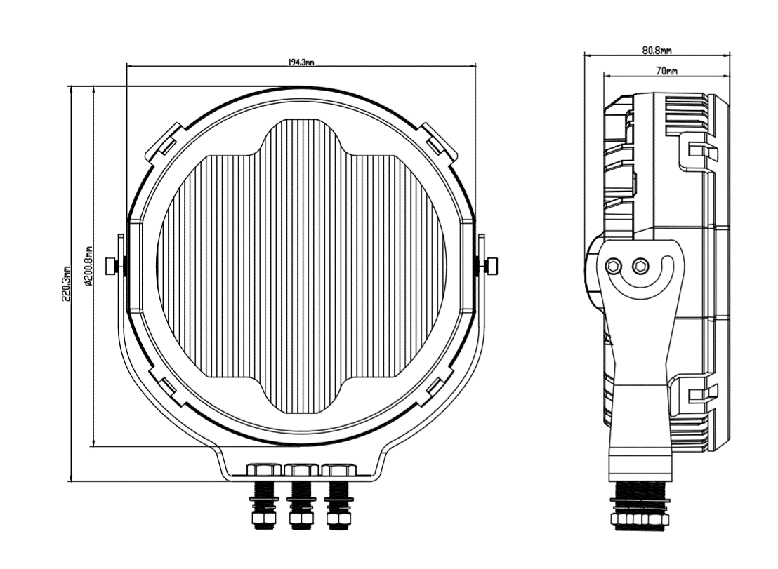 Straits Lighting Horizontal Beam or Spot Light - 9-48V - Requires Driver Red Light