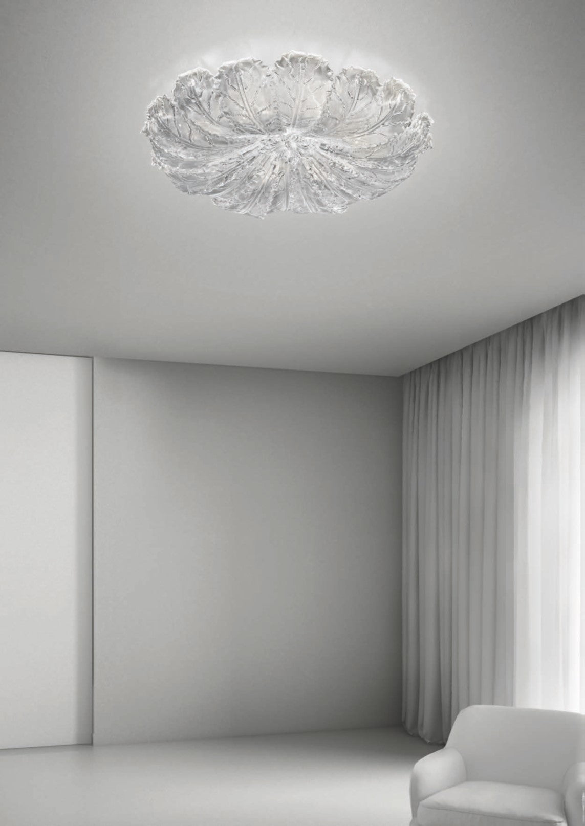 Sylcom Bembo 918/100-B-CR Clear Ceiling lamp in White Metal Finish