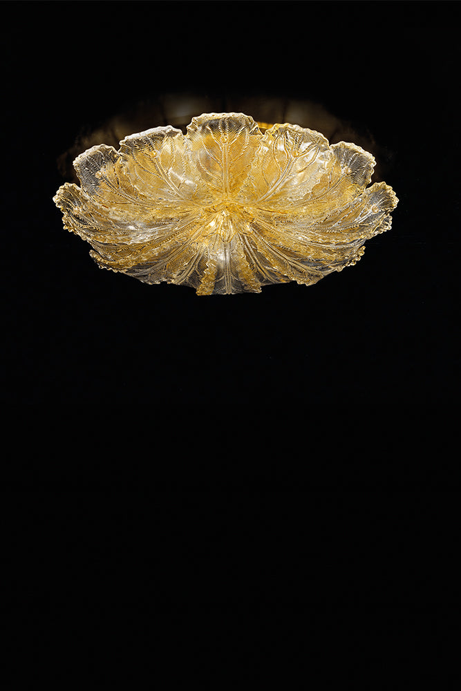 Sylcom Bembo 918/40-D-CR Clear Ceiling lamp in Polished Gold Metal Finish
