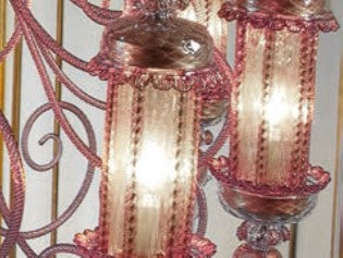 Sylcom Bucintoro 1798/10-PA-AMT.ORO Amethyst and 24Kt Gold Chandelier in Silver Bronzing Metal Finish