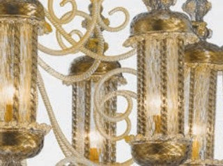 Sylcom Bucintoro 1798/10-PO-FU.ORO Smoked and 24 Kt Gold Chandelier in Gold Bronzing Metal Finish