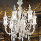 Sylcom Bucintoro 1798/6-PA-BL.CR Milk White and Clear Chandelier in Silver Bronzing Metal Finish