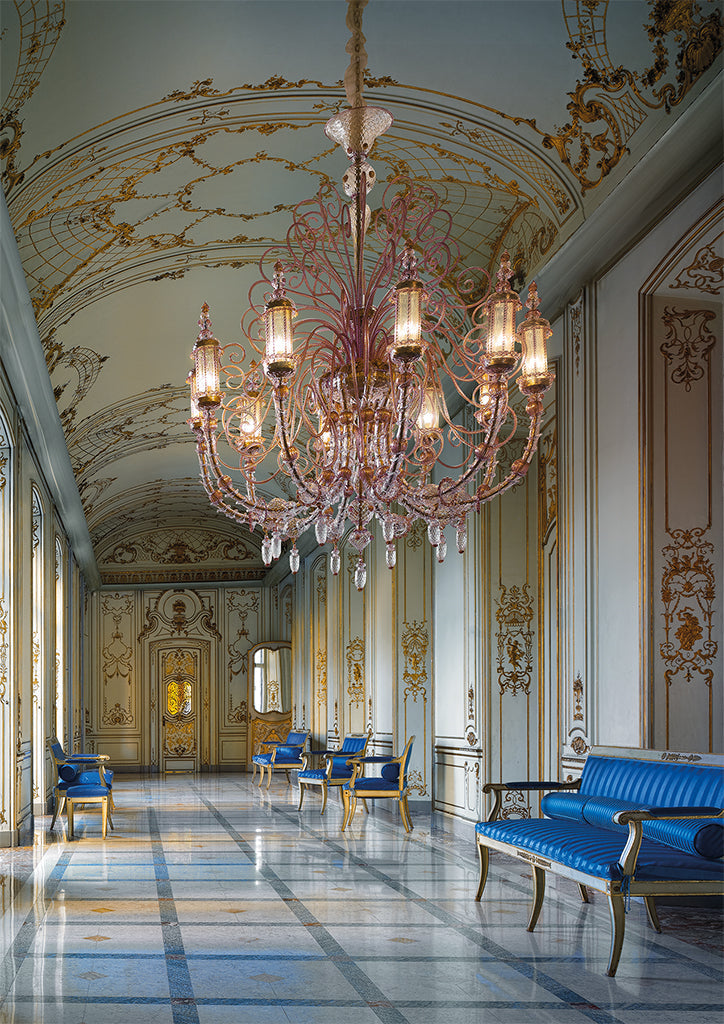 Sylcom Bucintoro 1798/A1-PO-CR.ORO Clear and 24 Kt Gold Wall Lamp in Gold Bronzing Metal Finish
