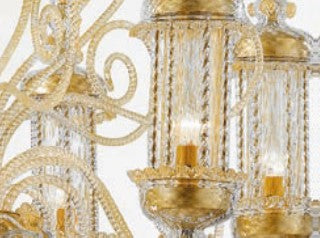 Sylcom Bucintoro 1798/A1-PO-CR.ORO Clear and 24 Kt Gold Wall Lamp in Gold Bronzing Metal Finish