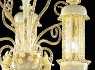Sylcom Bucintoro 1798/A2-PA-BLAV.ORO Ivory and Gold Wall Lamp in Silver Bronzing Metal Finish