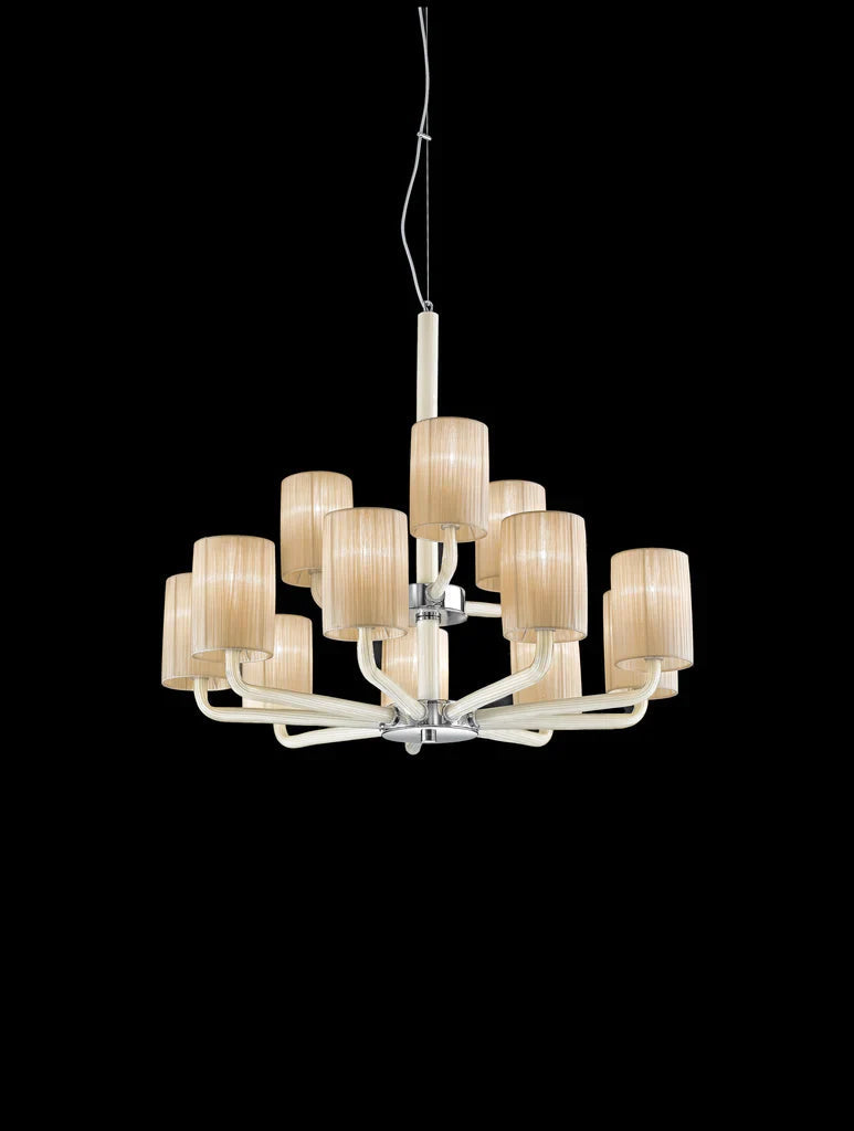 Sylcom Can Can 2120/9+3-K-BL.AV Milk White Ivory Suspension in Polished Chrome Metal Finish
