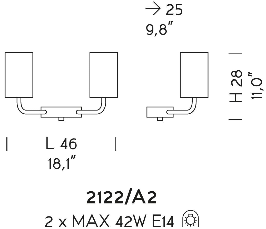 Sylcom Can Can 2122/A2-K-BL.AV Milk White Ivory Wall Lamp in Polished Chrome Metal Finish