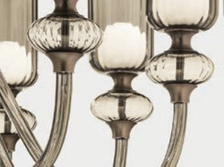 Sylcom Candel 2700/12-NNS-FU Smoked Suspension in Brushed Black Nickel Metal Finish