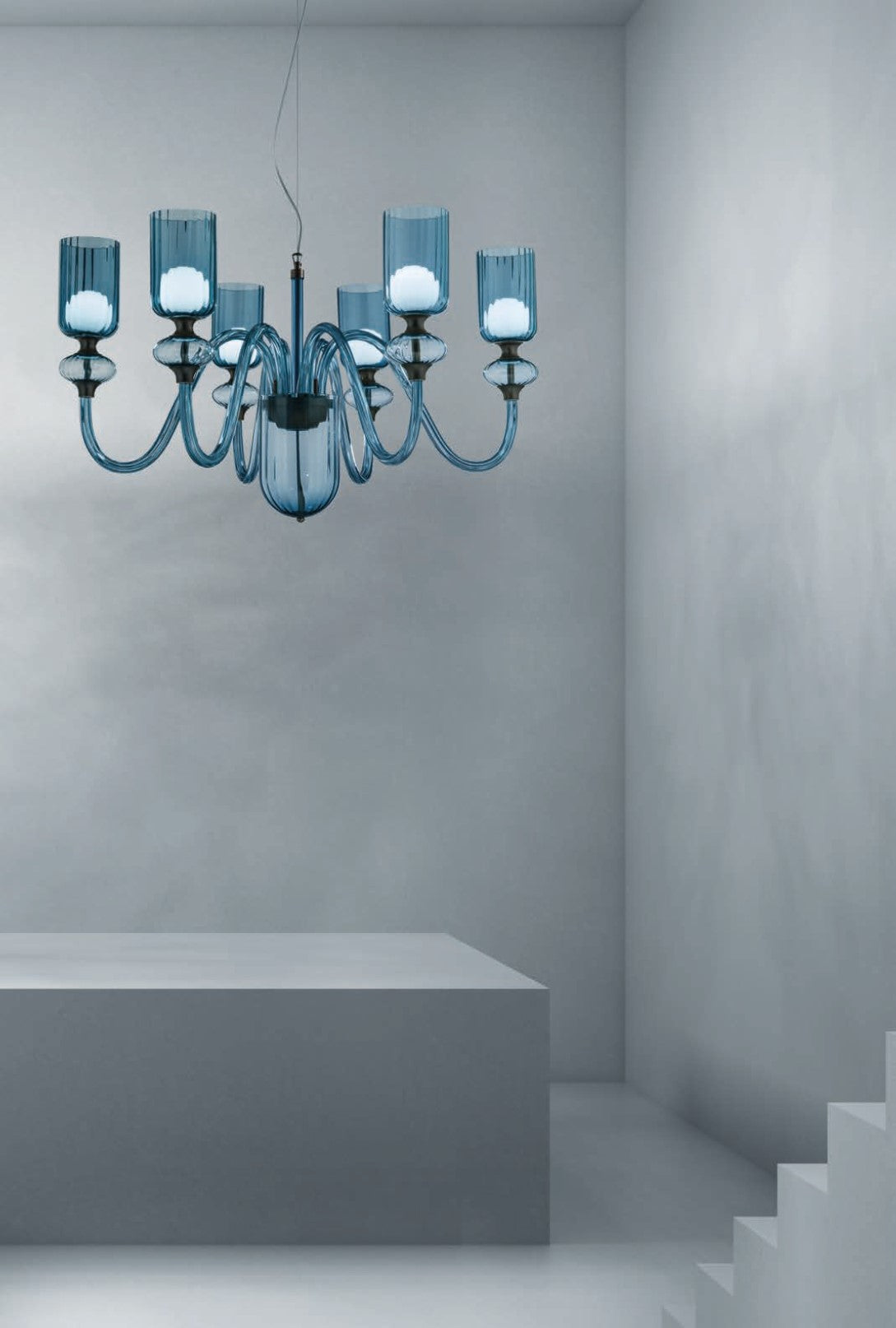 Sylcom Candel 2700/6-NNS-DEN Blue Denim Suspension in Brushed Black Nickel Metal Finish