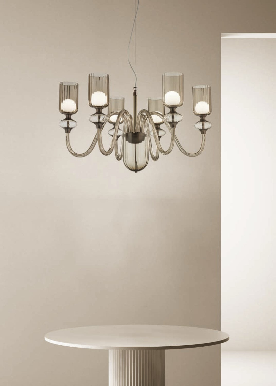 Sylcom Candel 2700/6-NNS-FU Smoked Suspension in Brushed Black Nickel Metal Finish