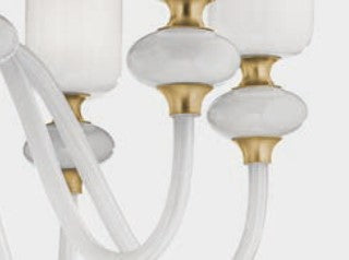 Sylcom Candel 2700/A2-OS-BLCR Milk White Clear Wall Lamp in Brushed Gold Metal Finish