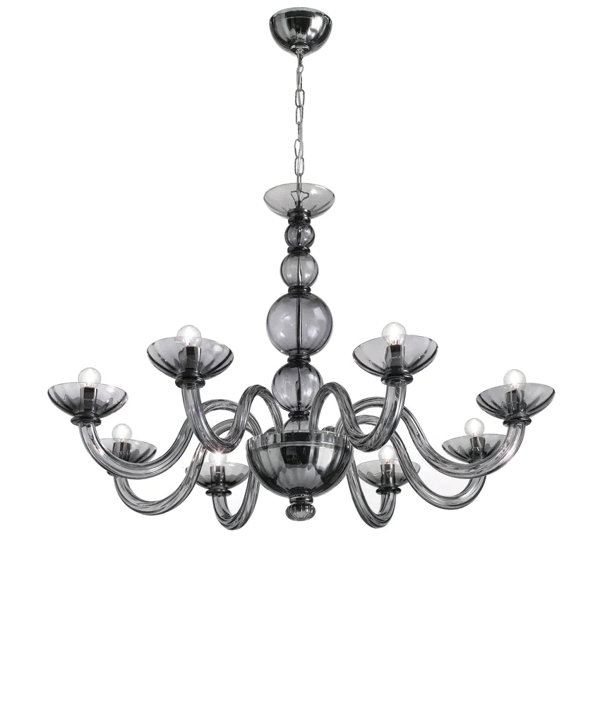 Sylcom Candiano 1530/8-K-GRY Gray Chandelier in Polished Chrome Metal Finish