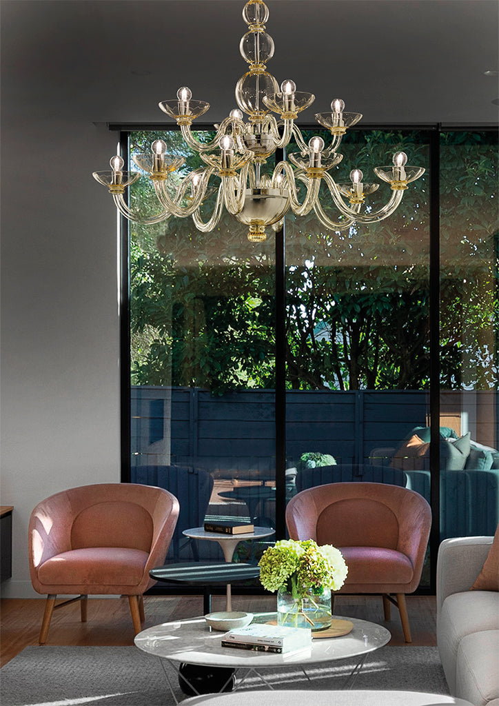 Sylcom Candiano 1531/8-K-CR Clear Chandelier in Polished Chrome Metal Finish