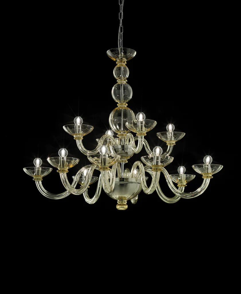 Sylcom Candiano 1532/8+4-D-TOP Topaz Chandelier in Polished Gold Metal Finish