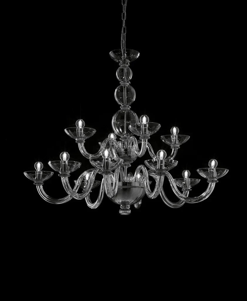Sylcom Candiano 1532/8+4-K-GRY Gray Chandelier in Polished Chrome Metal Finish