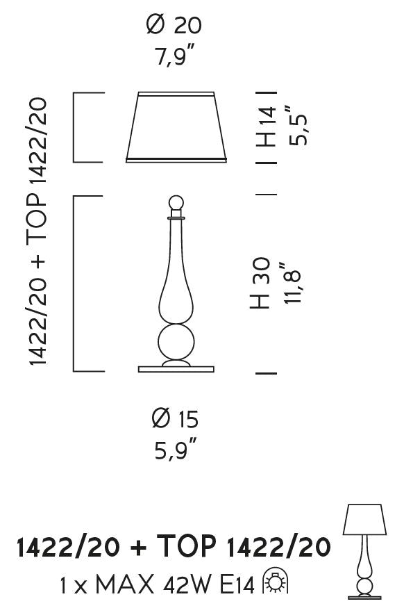 Sylcom Carola 1422/20-K-CR Clear Table Lamp in Polished Chrome Metal Finish