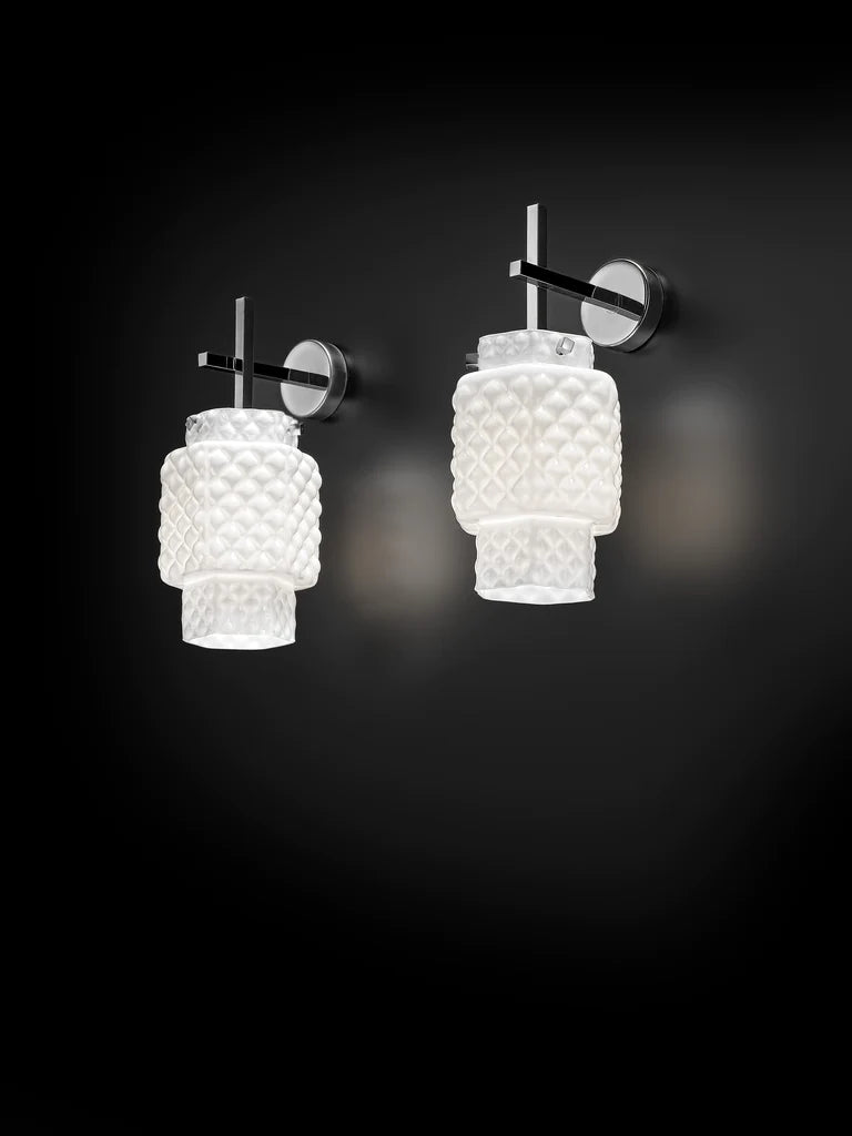 Sylcom Casa Blanca 0266-K-BL Milk White Clear Wall Lamp in Polish Chrome Metal Finish