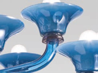 Sylcom Corner 1542/8-K-BLDEN.DEN Milky Denim and Denim Chandelier in Polished Chrome Metal Finish