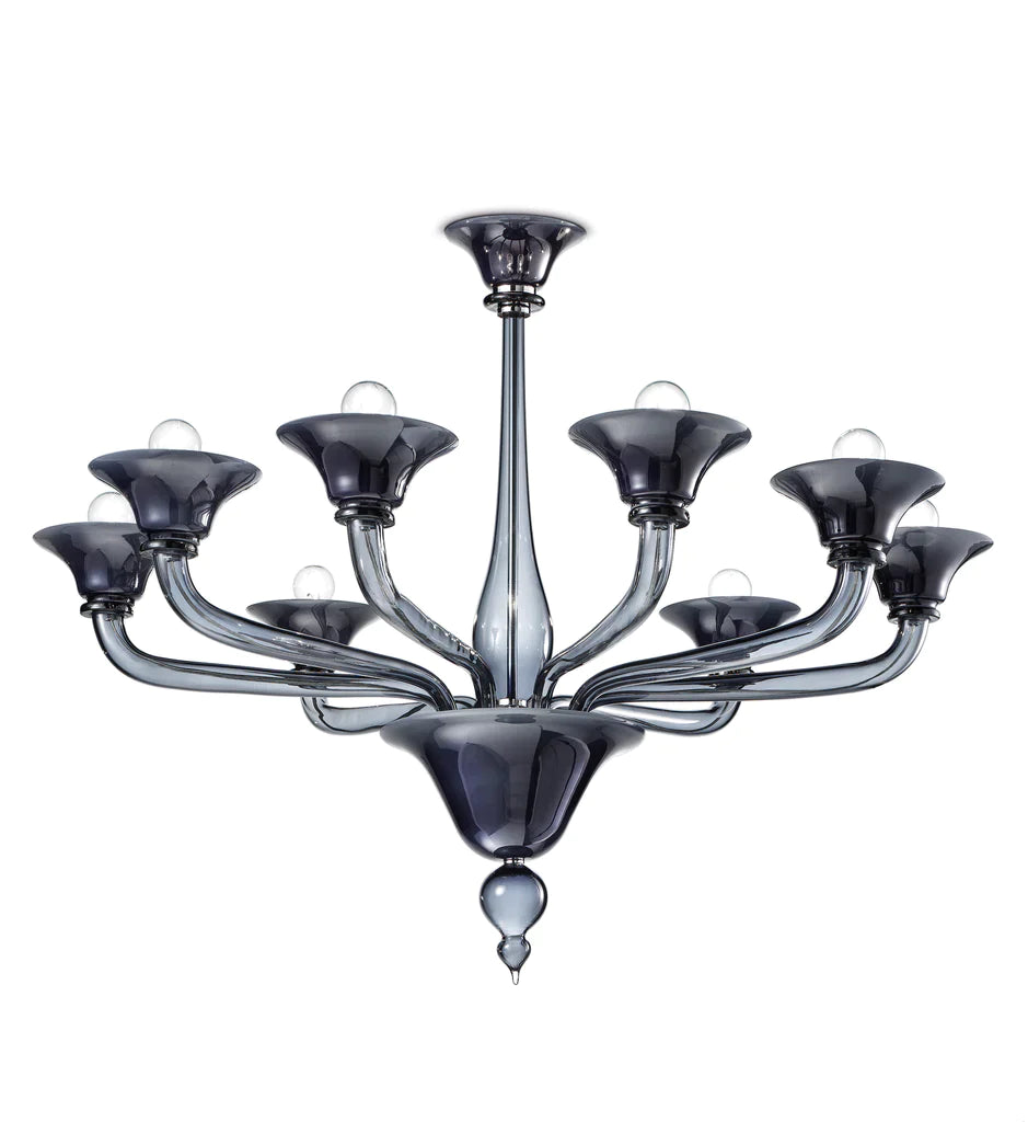 Sylcom Corner 1542/8-K-BLGRY.GRY Milky White Gray and Gray Chandelier in Polished Chrome Metal Finish