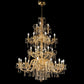 Sylcom Dandolo 947/12+6+6+3-D-D.A Amber Detailing with national pendants Chandelier in Polished Gold Metal Finish