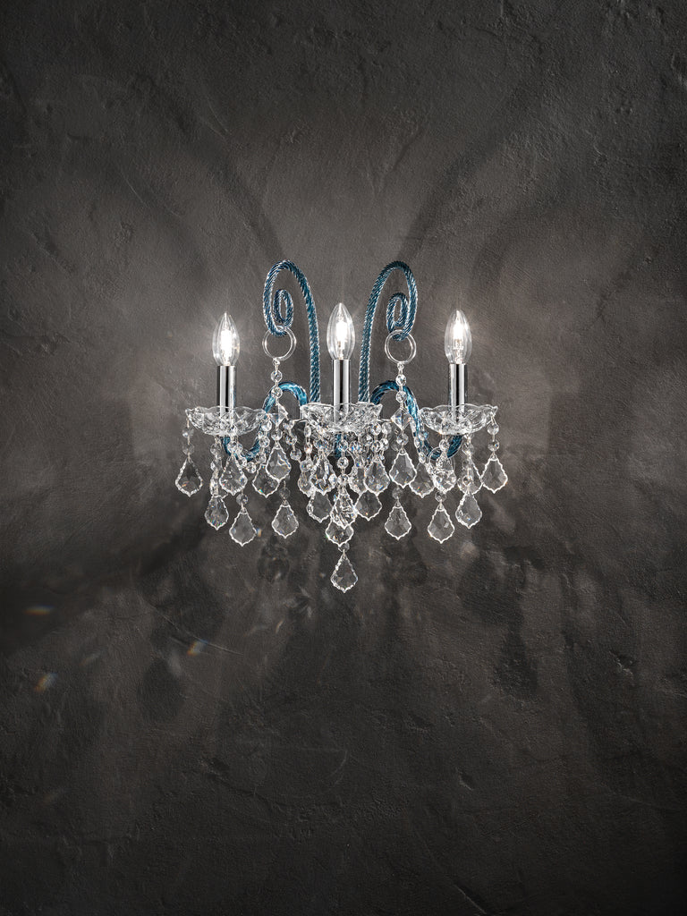Sylcom Dandolo 947/A3-K-DEN Denim with lead pendants Wall lamp in Polished Chrome Metal Finish