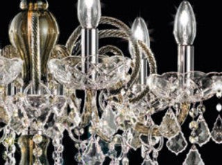 Sylcom Dandolo 949/12-D-FU Smoked with lead pendants Chandelier in Polished Gold Metal Finish