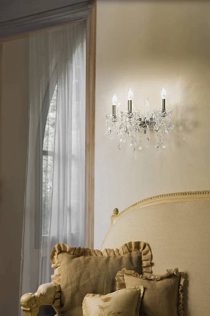 Sylcom Dandolo 949/A3-K-CR.PB Crystal with lead pendants Wall lamp in Polished Chrome Metal Finish