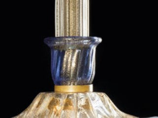 Sylcom Dea 1475-PO-BLU.ORO Blue and 24Kt Gold Table Lamp in Gold Bronzing Metal Finish