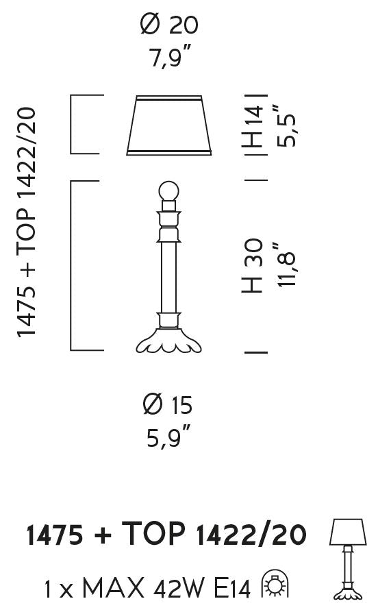 Sylcom Dea 1475-PO-CR Clear Table Lamp in Gold Bronzing Metal Finish