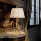Sylcom Dea 1476-PA-BL.CR Milk White and Clear Table Lamp in Silver Bronzing Metal Finish