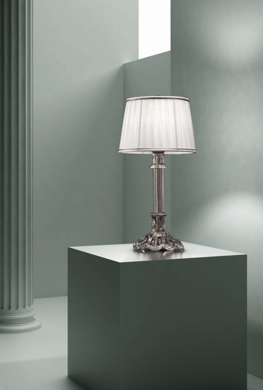 Sylcom Dea 1476-PA-CR Clear Table Lamp in Silver Bronzing Metal Finish