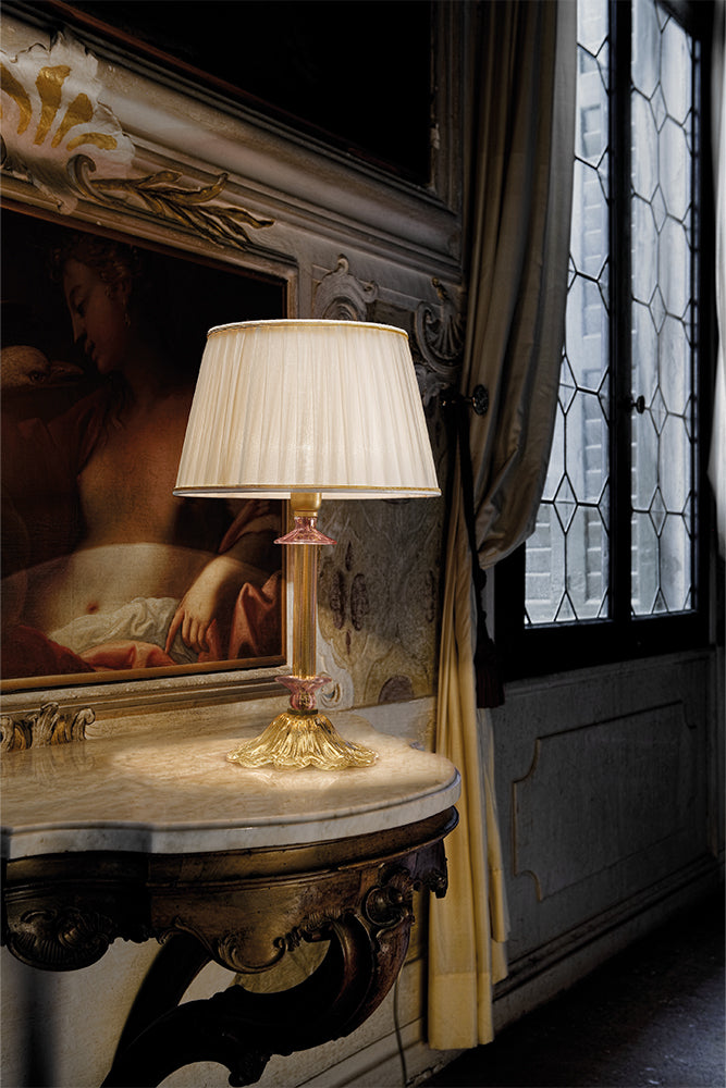 Sylcom Dea 1477-PO-AMT.ORO Amethyst and 24 Kt Gold Floor Lamp in Gold Bronzing Metal Finish