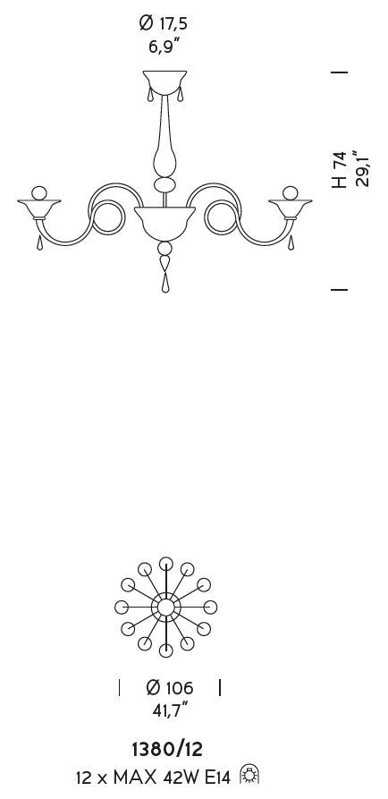 Sylcom Dolfin 1380/12-K-OCE Ocean Chandelier in Polished Chrome Metal Finish
