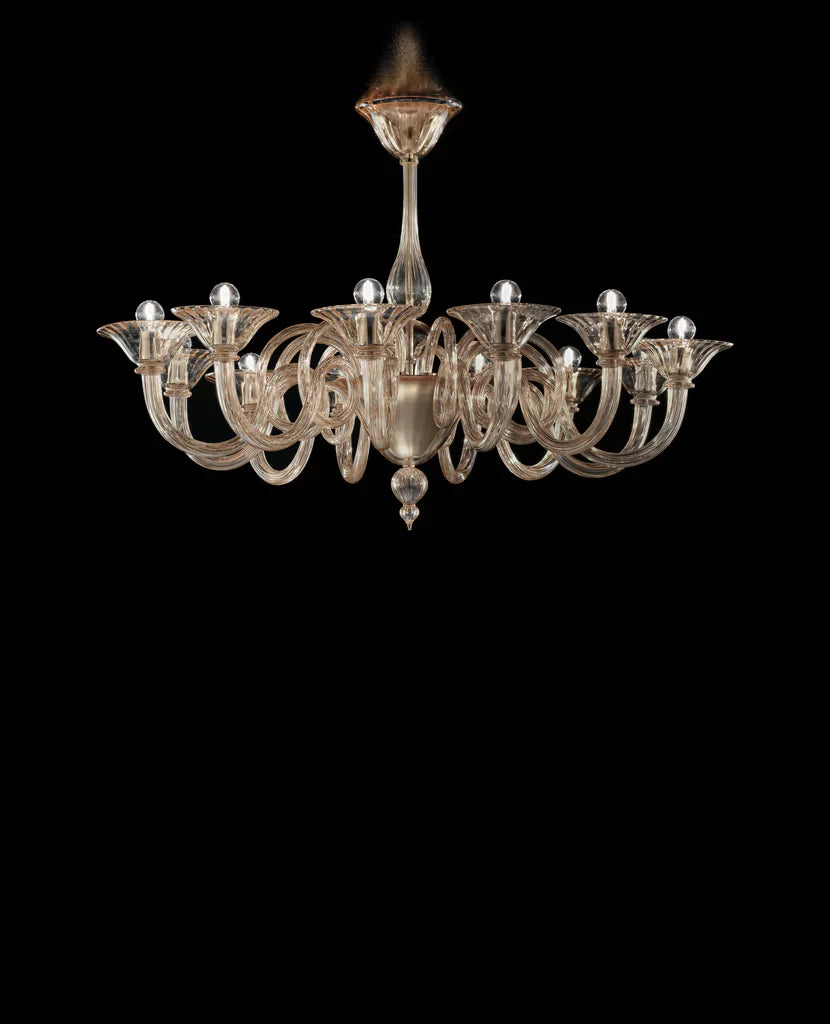Sylcom Dolfin 1380/16-K-FU Smoked Chandelier in Polished Chrome Metal Finish