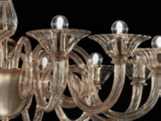 Sylcom Dolfin 1380/3-D-FU Smoked Chandelier in Polished Gold Metal Finish