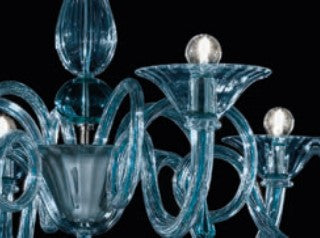Sylcom Dolfin 1380/3-K-DEN Blue Denim Chandelier in Polished Chrome Metal Finish