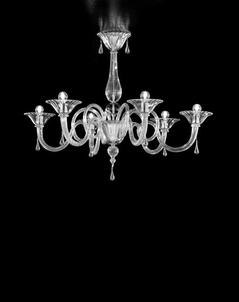 Sylcom Dolfin 1380/6-D-CR Clear and Clear Chandelier in Polished Gold Metal Finish