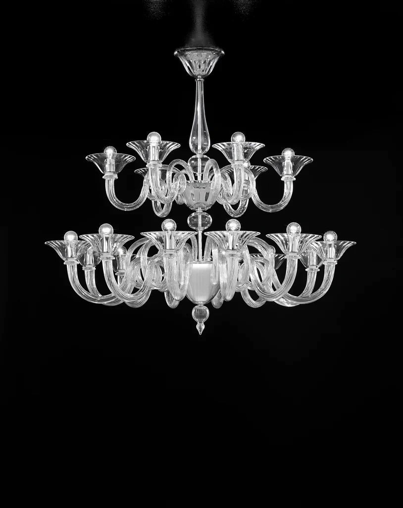 Sylcom Dolfin 1382/12+6-K-CR Clear and Clear Chandelier in Polished Chrome Metal Finish