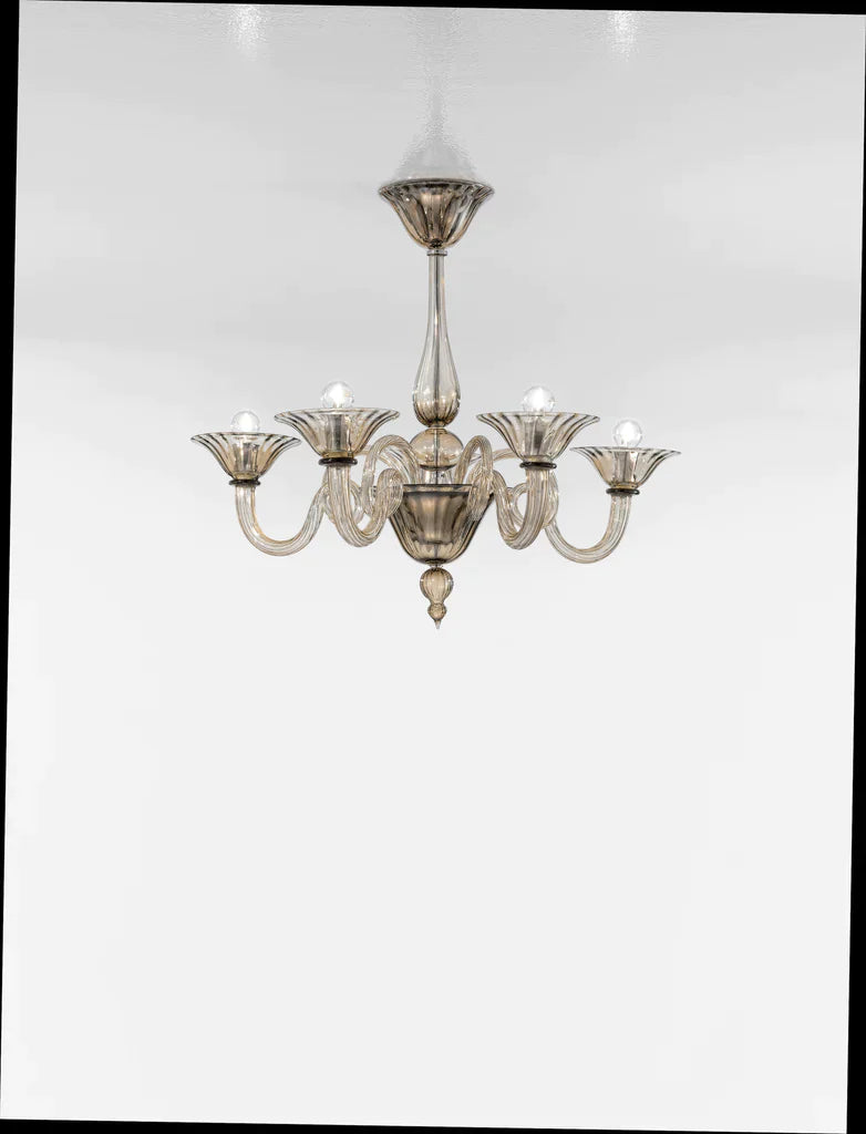 Sylcom Dolfin 1382/5-K-FU Smoked Chandelier in Polished Chrome Metal Finish