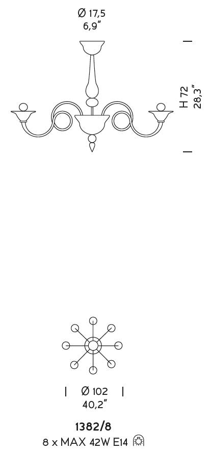 Sylcom Dolfin 1382/8-K-OCE Ocean Chandelier in Polished Chrome Metal Finish