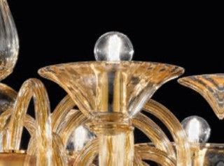 Sylcom Dolfin 1382/A2-D-D.A Amber Detailing Wall Lamp in Polished Gold Metal Finish