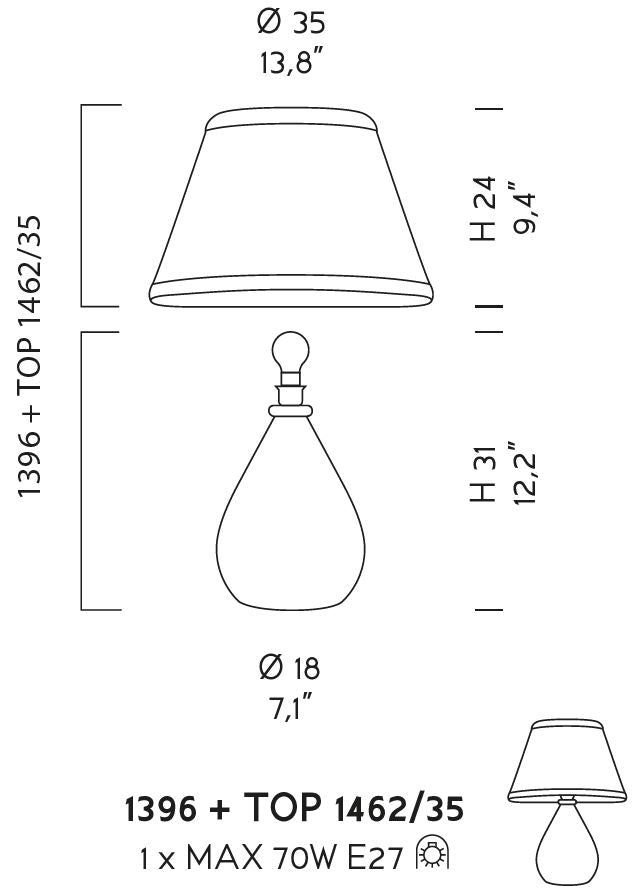 Sylcom Felicita TOP 1462/35-ORO Ivory and Gold Trim Lampshade