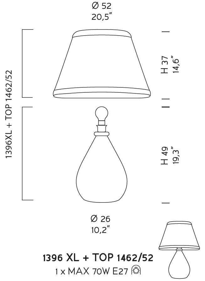 Sylcom Felicita TOP 1462/52-ARG Ivory and Silver Trim Lampshade