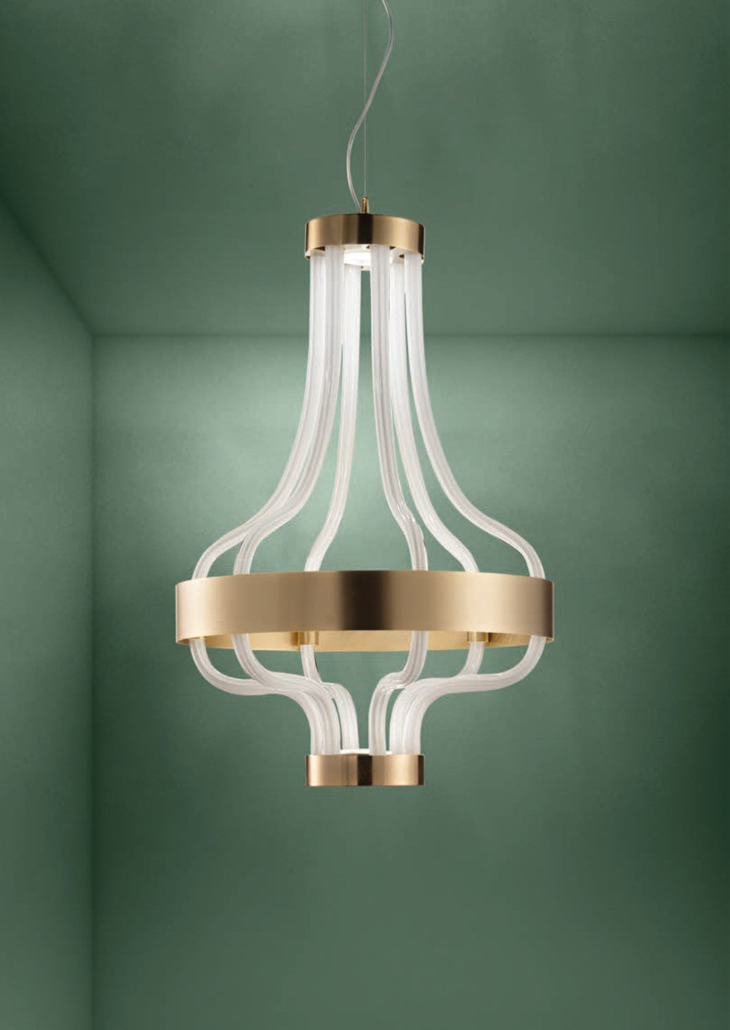 Sylcom Festa 3000-OS-BL Milk White Clear Suspension in Brushed Gold Metal Finish