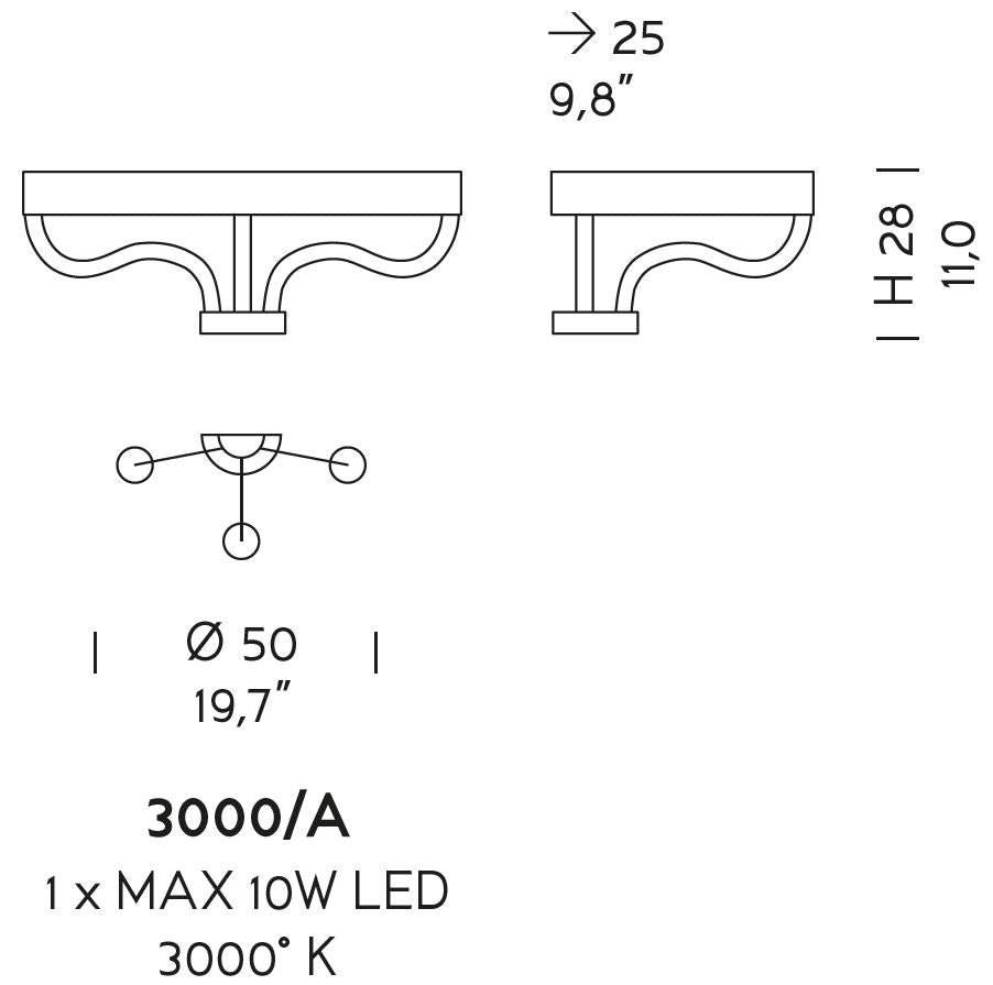 Sylcom Festa 3000/A-CRS-DEN Blue Denim Wall Lamp in Brushed Chrome Metal Finish
