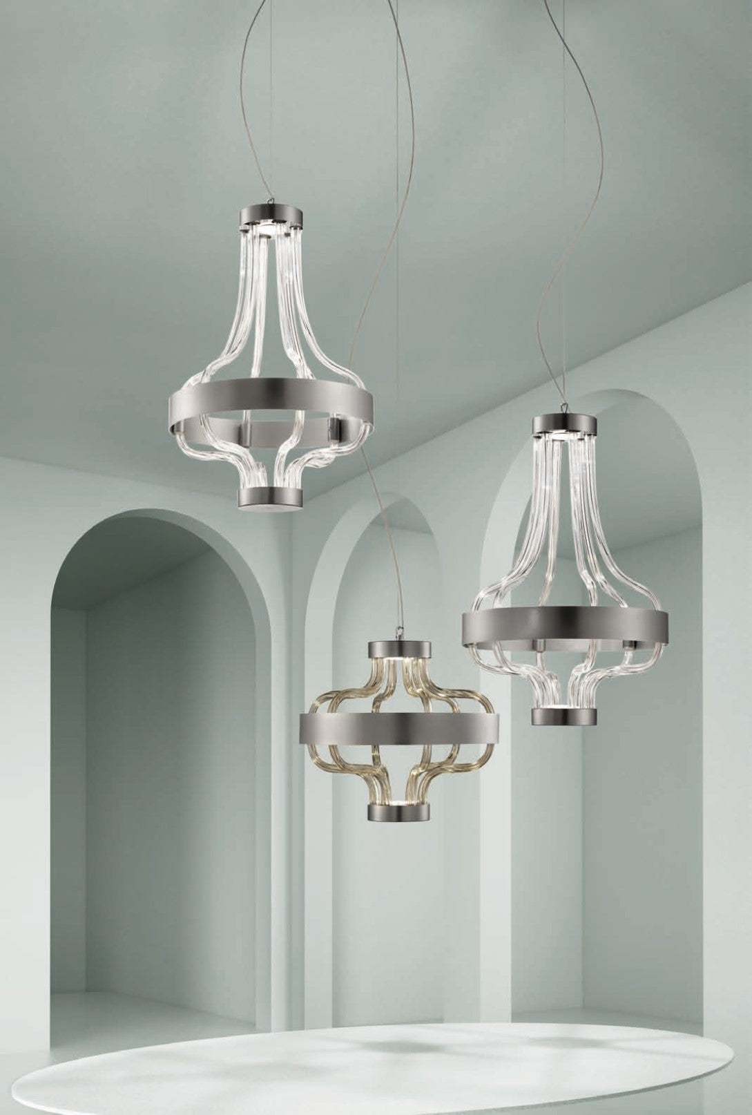 Sylcom Festa 3001-CRS-FU Smoked Suspension in Brushed Chrome Metal Finish